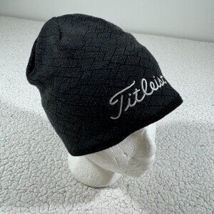 Titleist Golf Fleece Beanie Hat Winter Warm Cap Black OSFM Preppy Sports Classic